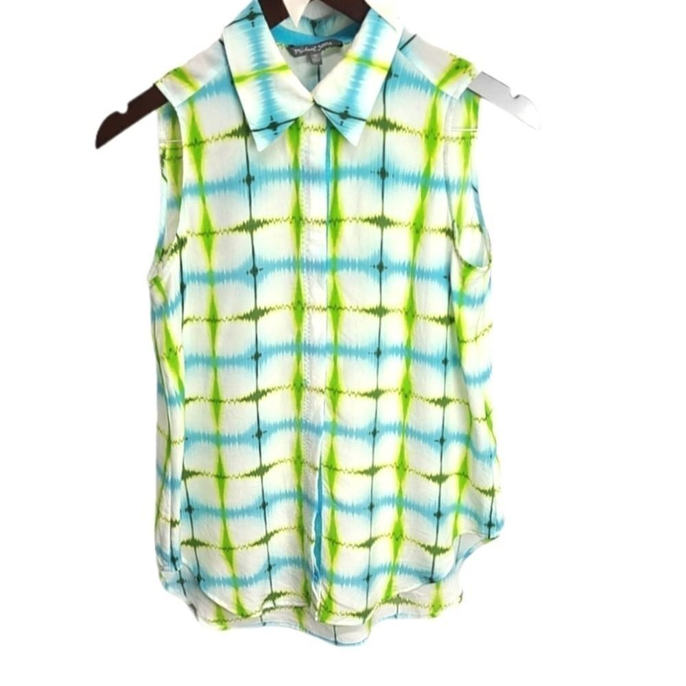 Michael Stars‎ Sleeveless Buttoned 100% Silk Blouse Size XS